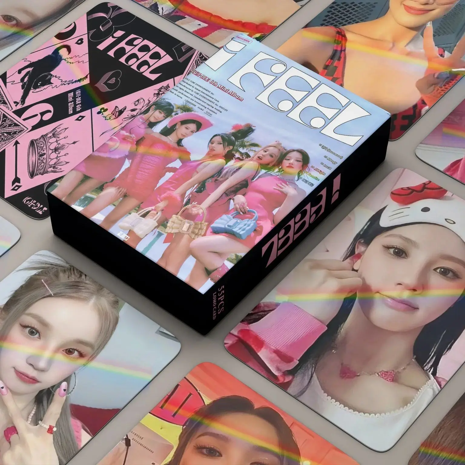 

55Pcs/Set Kpop (G)I-DLE Photocards Laser Album Lomo Cards GIDLE I Feel Girls Photo Card Minnie Postcard Fans Collection Gift