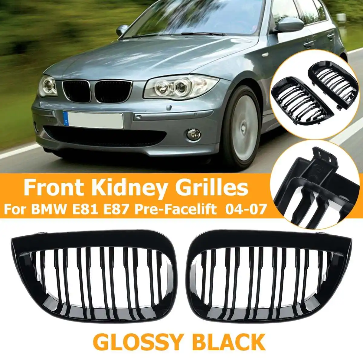 

Для BMW 1 серии E81 E87 2004-2011 глянцевая черная крышка гриля передний нижний бампер любезно Facelift M Style решетка 128I 130I 135I
