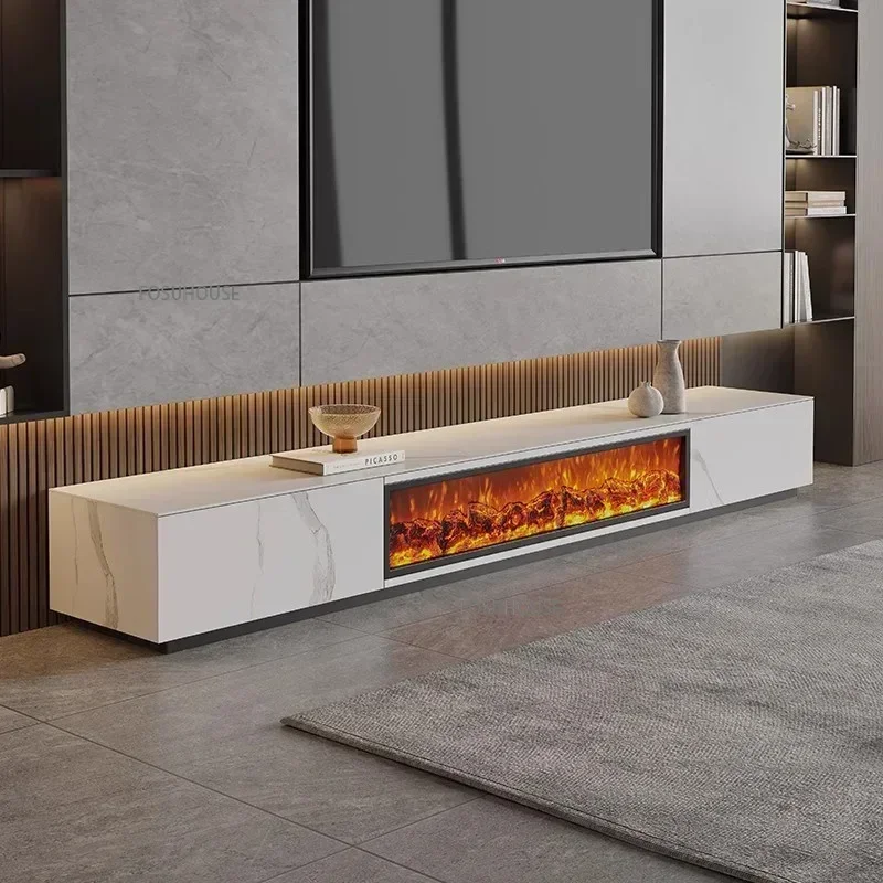 Light Luxury Tv Stand with Fireplace Home Embedded Simulation Flame Fake Fire Electric Fireplace Living Room Heater Z