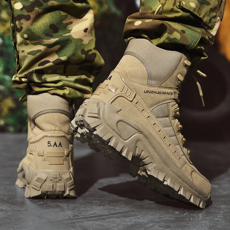 2022 New Winter Footwear Military Tactical Mens Boots Special Force Leather Desert Combat Ankle Boot Army Men's Shoes Plus Size
