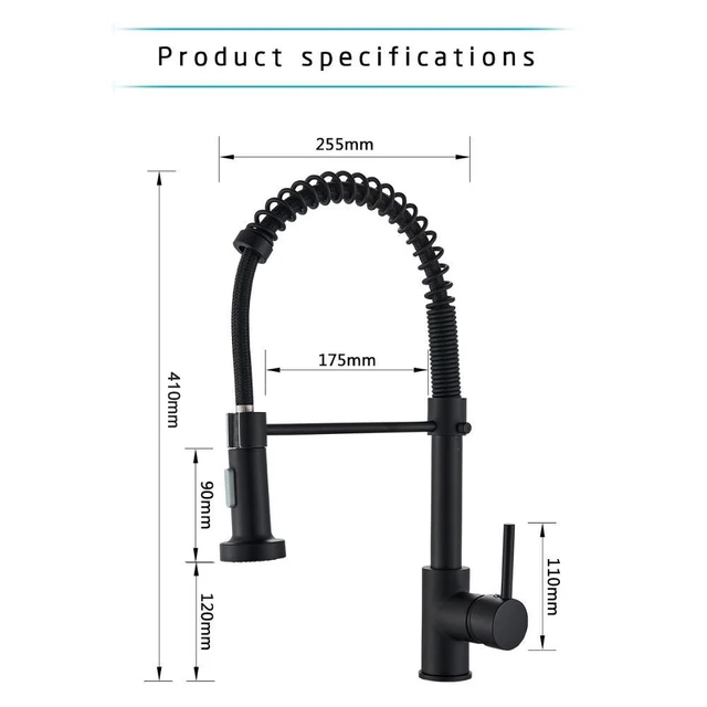 Rozin Matte Black Kitchen Faucet Deck Mounted Mixer Tap 360 Degree Rotation Stream Sprayer Nozzle Kitchen Sink Hot Cold Taps 5