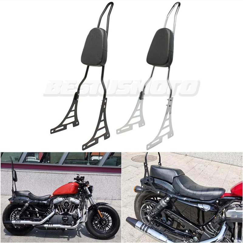 Schienale Posteriore Sissy Bar Per Harley Sportster XLH883/XL1200 - Rimovibile E In Pelle Sintetica Nero - Foto 6