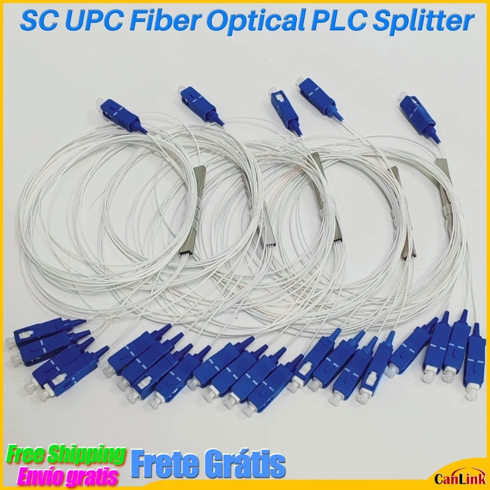 

50pcs/Lot 1X2 1X4 1X8 PLC SC/UPC SM 0.9mm G657A1 PVC 1m FTTH Fiber Optic Splitter
