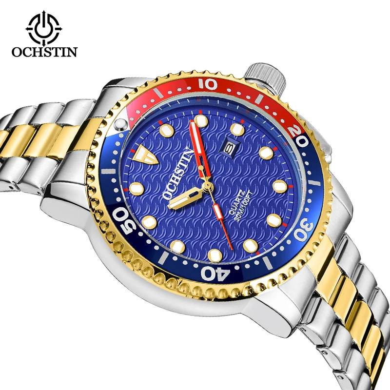 OCHSTIN Voyager Series Luxury Steel Mens Quartz Watch Chronograph Quartz Waterproof Multi-function Watch