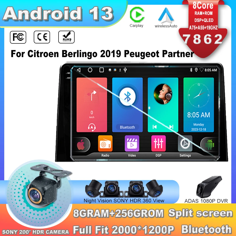 Autoradio Per Citroen Berlingo 2019 Peugeot Partner Per Peugeot Rifter 2020 Per Opel Combo Navigazione Android Gps Autoradio 7862