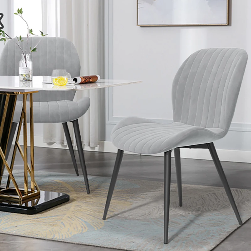 Dining Chair Set of 2, Upholstered Dining Room Chairs, Mid-Century Modern Armless Back Chair with Velvet Soft Seat Metal Legs, 3