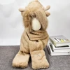 1Pc Cute Bear Ear Hat Scarf Gloves 3-in-1 Winter Warm Hedging Cap Women Windproof Plush Hat Scarf 4