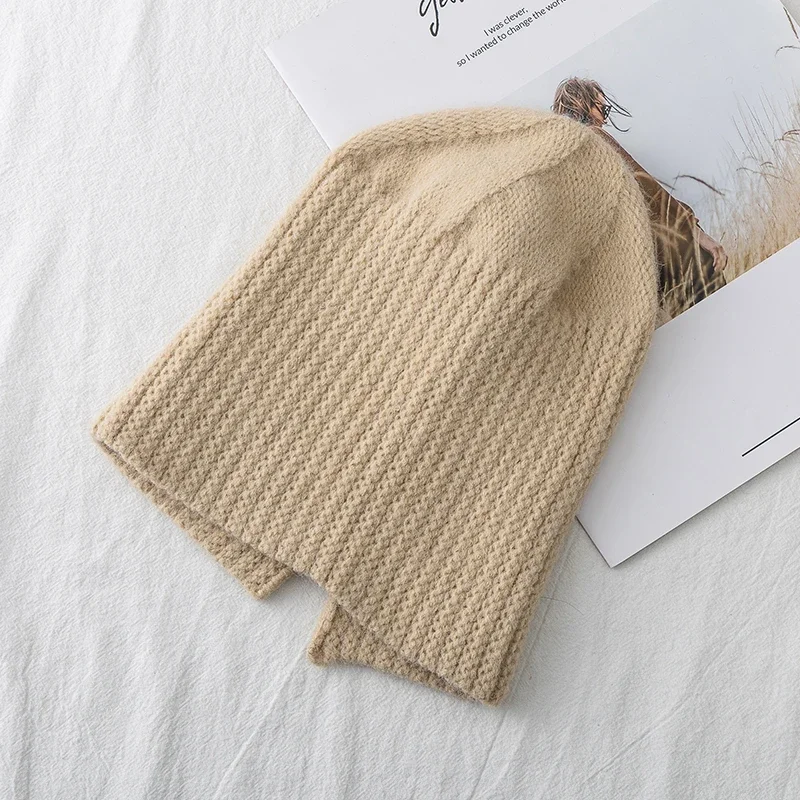 Hot Sale Women Hat Kpop Style Autumn /Winter Hat Soft Beanie Hats For Women Leisure Back Split Teens Ponytail Knitted Cap