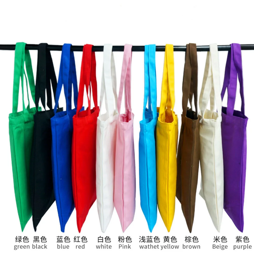 Canvas Cloth Bag Cotton Shopping grocery bags Resuable fabric shoulder bag Folding Tote Portable Handbags School Pen Storage Bag 4