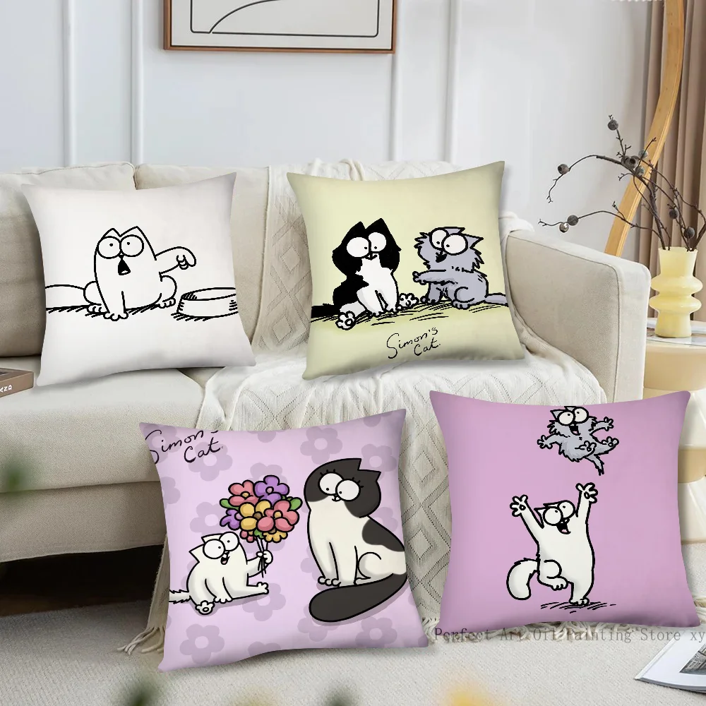 Cartoon S-Simons-Cat Cute Pillow Case Square Pillow Bedroom Sofa Leisure Comfort Cushion Car Living Room Home Decoration 40X40 6
