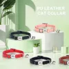 PU Leather Personalized Cat Collar Quick-Release Cats Collars Necklace Free Engraved Pet ID Name Collars Adjustable for Cats 2
