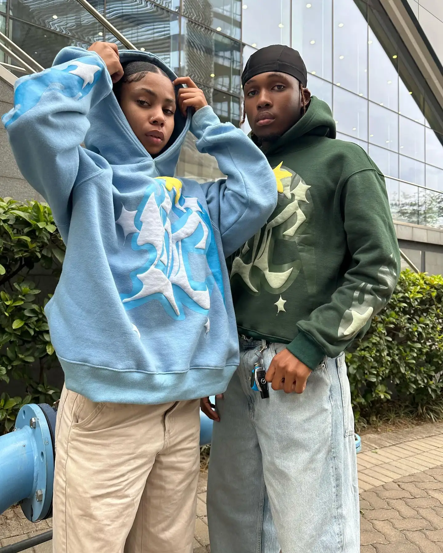 Y2k Letter Print Blue Hoodies Women Clothes Couples 3D Tops