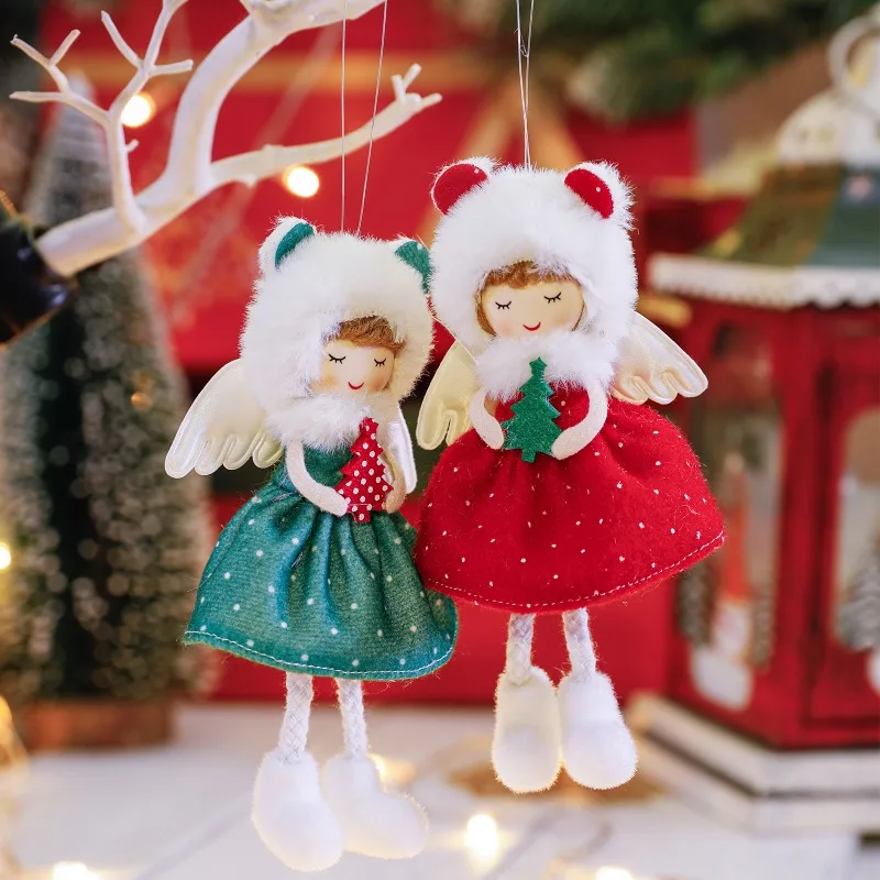 Christmas Decorations Christmas Ornaments Red Angel Girl Doll Christmas Tree Decorations New Year Noel Pendant Xmas Gifts Navidad Party Supplies