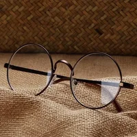 Lunettes rondes à monture métallique, verres plats d'art rétro, accessoires de Cosplay Anime, vêtements pour adultes et garçons, cadeau 1