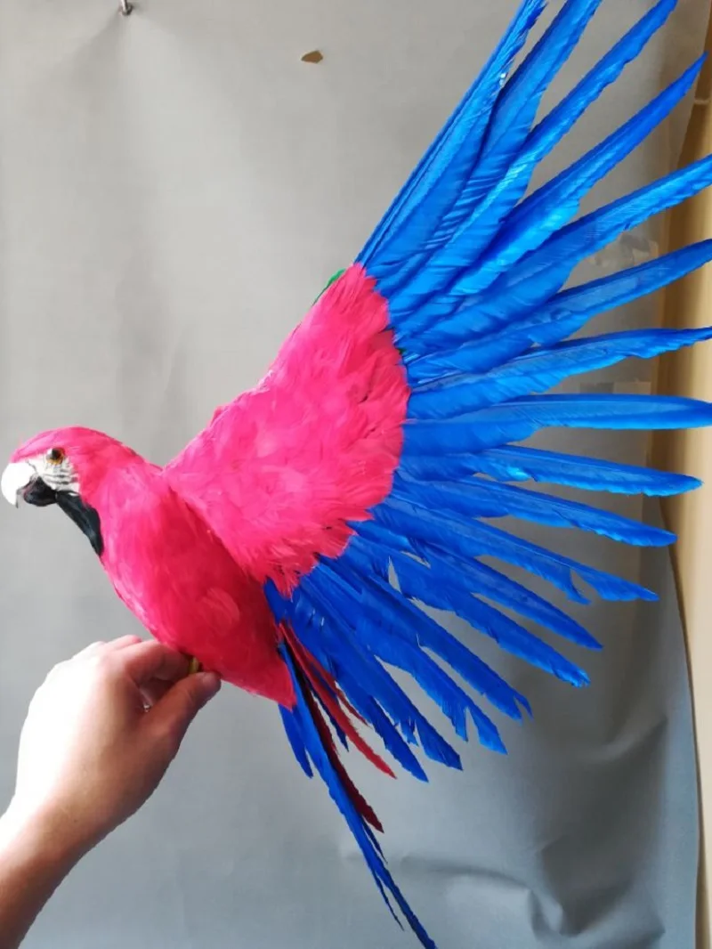 big simulation wings parrot model polyethylene & furs red&blue parrot doll gift about 45x60cm