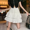 Pleated A-Line Skirt Women White Ruffle Sweet Tierred Pretty Style Skirt Elastic Waist Summer Slim Basic Korean Harajuku Dress 4