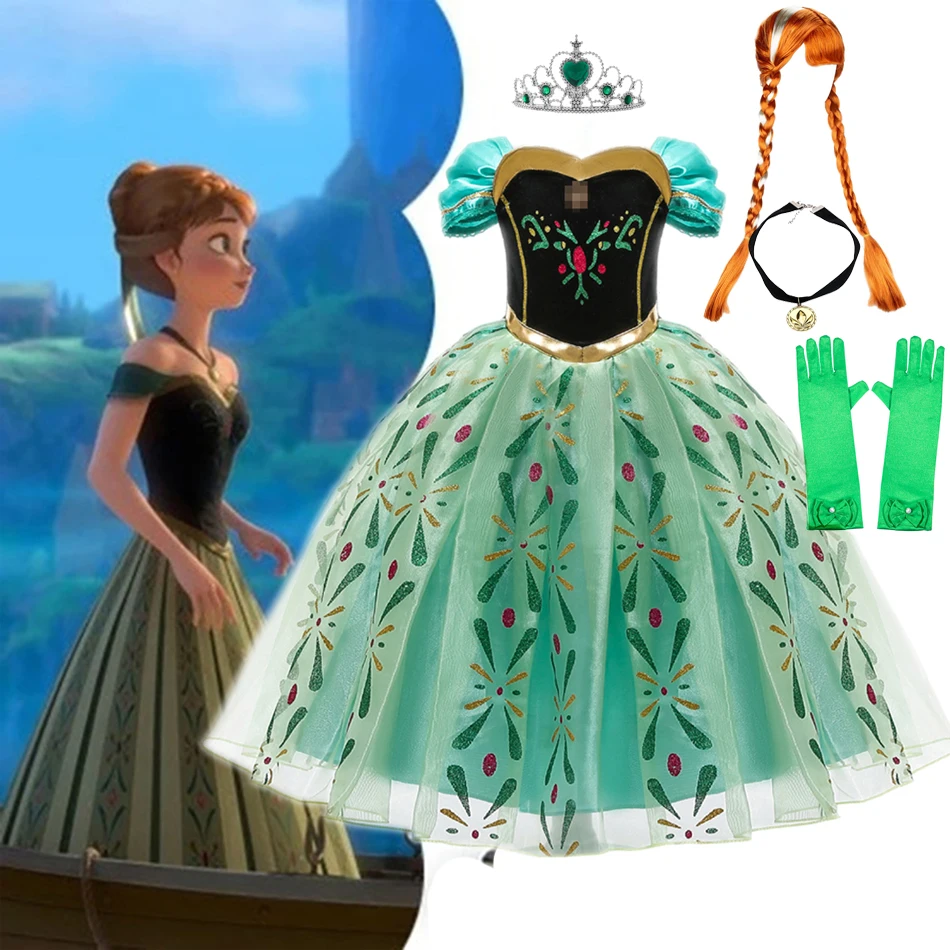 Vestido de Frozen Anna para niña, ropa de Cosplay de princesa para  Halloween, Elsa y Anna, trajes de juego de rol, nuevo vestido verde para  baile de graduación, actuación en el escenario| | -
