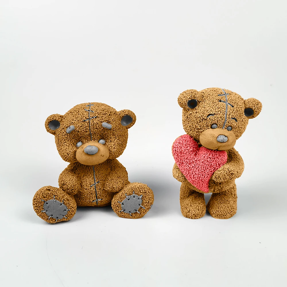 PRZY قالب سيليكون 3D لدب تيدي مع قبعة، قالب فوندان...