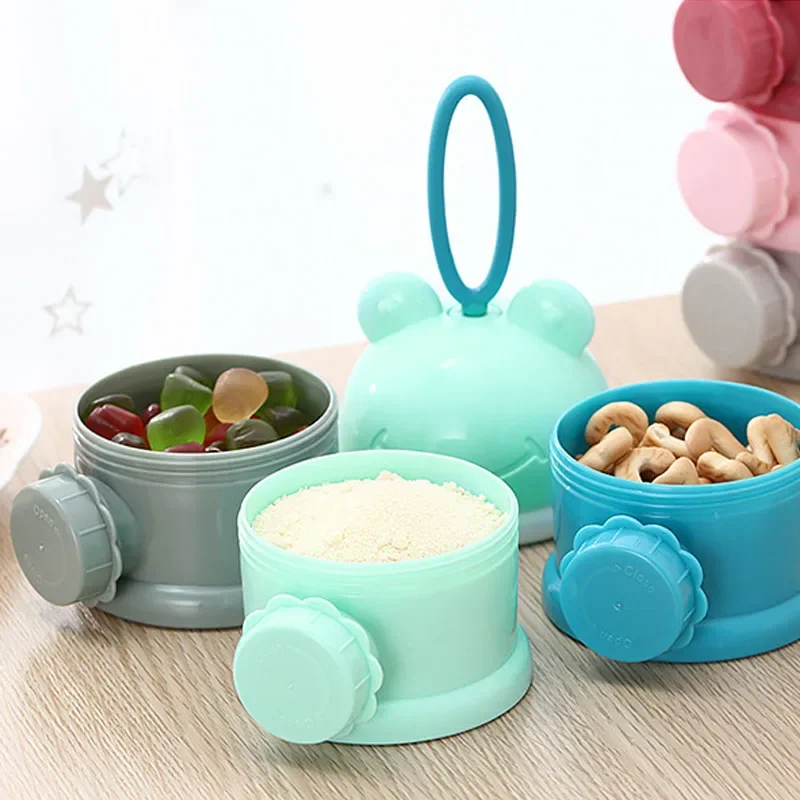 3Layer Cartoon Bunny Portable Baby Food Storag Box Multiple Opening Cereal Cartoon Infant Milk Powder Box Toddle Snack Container
