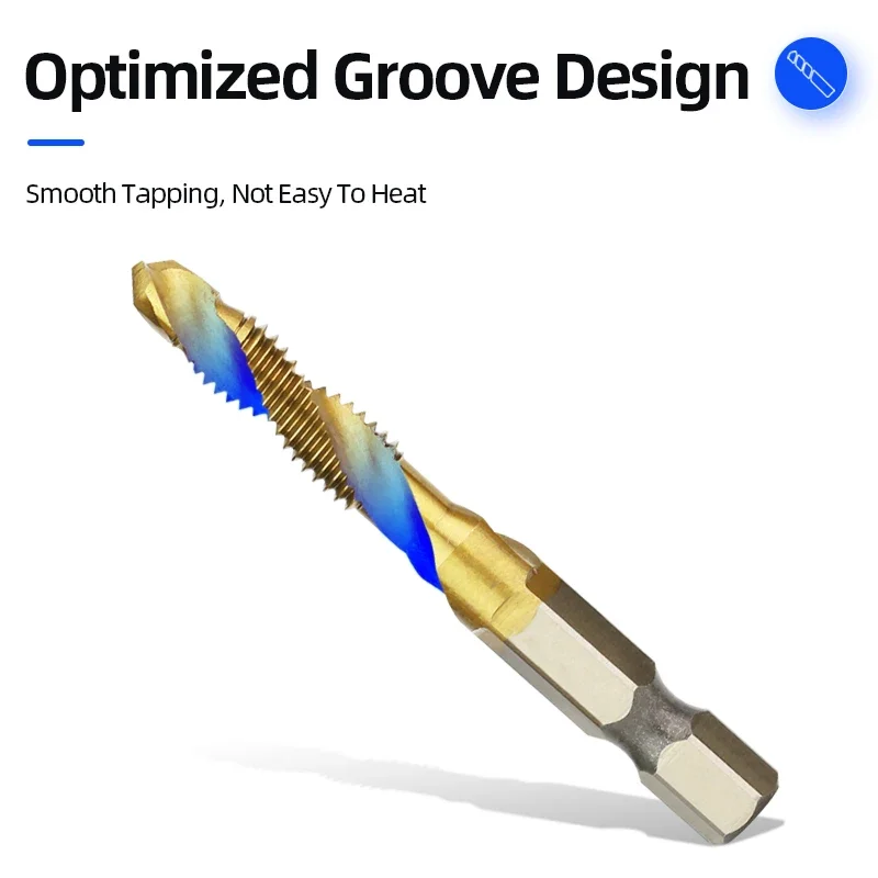 Hss Titanium Plated Tap Drill Bit Countersink Deburr Set High Speed Compound Screw Thread Bits Hand Tools 6pcs M3-M10 - Image 5