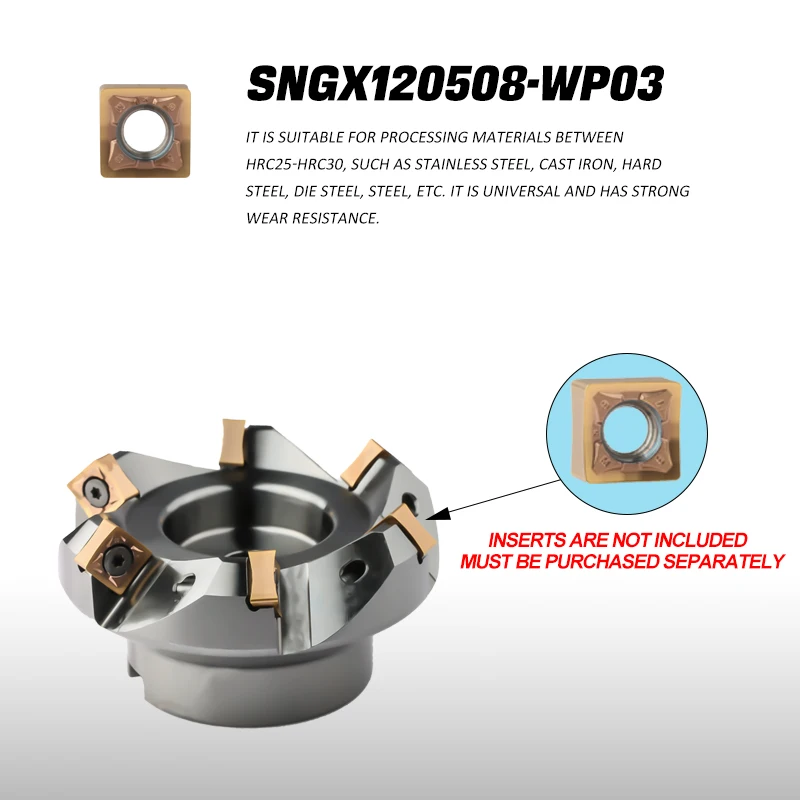 Face Mill Cutter – Fast Feed Milling Cutter Head with SNGX1205 Carbide Inserts for CNC Metal Machining & Surface Finishing 2