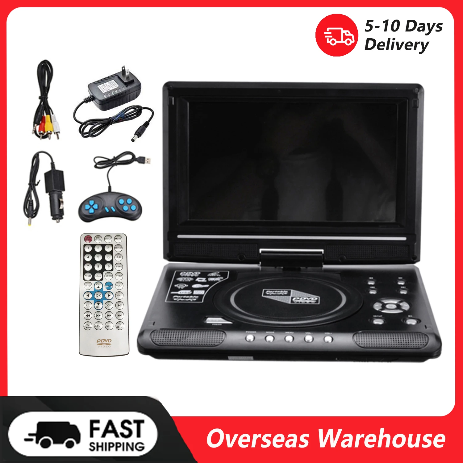 9.8inch 16:9 Widescreen 270&deg; Rotatable LCD Screen Home Car TV DVD Player Portable VCD Compact Disc MP3 Viewer with Game Function