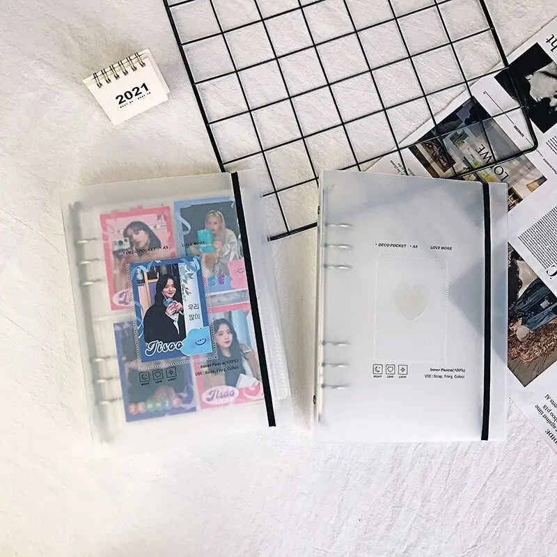 Photo Scrapbook Binder A5 Matte Heart Photo Scrapbook Binder Refillable 3'' Idol Collection Binder for Girls