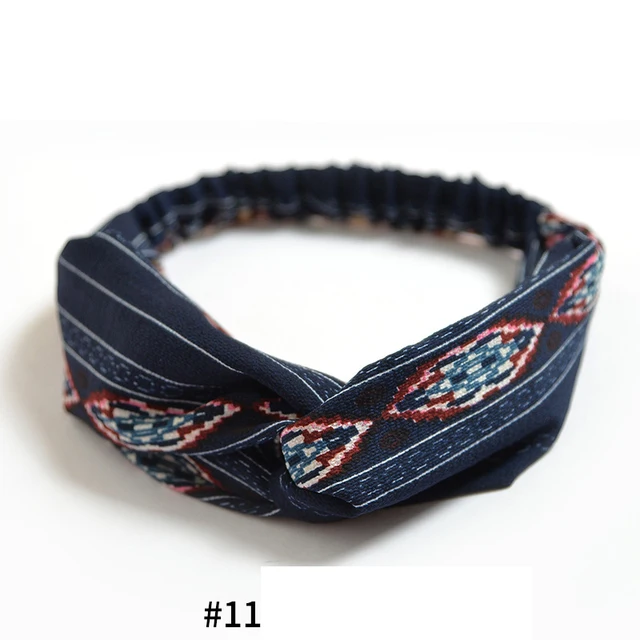 Summer Bohemian Bandanas Elastic Hair Bands Yoga Exercise Cotton Headband Women Headwear Print Vintage Cross Unisex Scrunchies Print Cross11