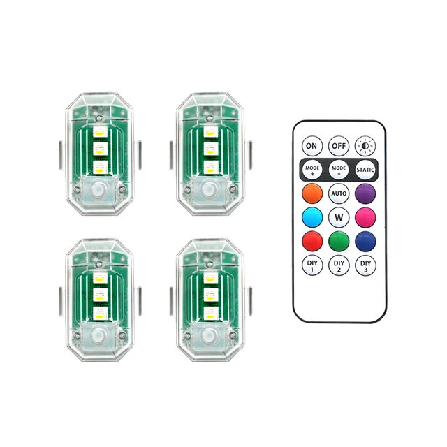 4PCS Wireless LED Strobe Lights with Remote Control, 8 Colors USB Charing Waterproof Anti-Collision Led Emergency Warning Lights 1