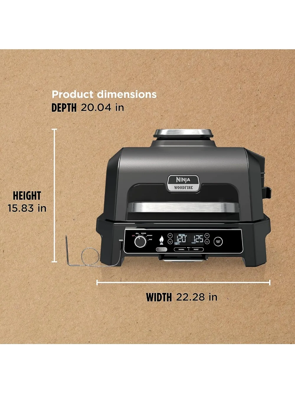 Outdoor Grill & Smoker, Thermometer, 4-in-1 Master Grill, BBQ Smoker, Outdoor Air Fryer, Bake, Portable, Electric Grill, Grey 3