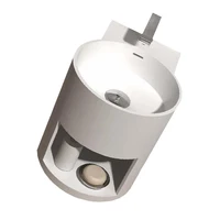 อ่างล้างหน้าแบบแขวนผนังสำหรับห้องน้ำ อ่างหินผิวแข็งแบบแขวนพร้อมตู้เก็บของ รุ่น WD38479CR 4