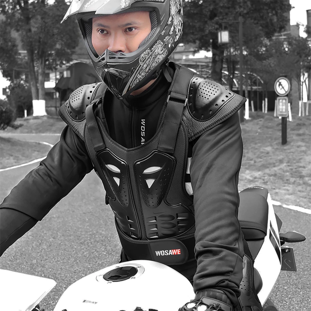 WOSAWE Motocross Body Armor Motorcycle Armor Vest Back Chest Protector Off-Road Dirt Bike Protective Gear Jacket motorcycle armor,motorcycle body armor,body protector,motorcycle armor vest