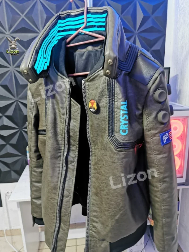 男性と女性のためのVネックのレザージャケット,コスプレスーツ,パンク