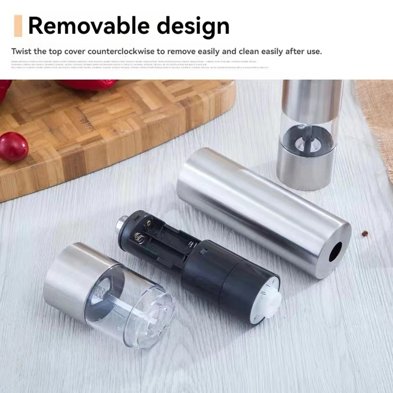 Salt and Pepper Grinder Stainless Steel Electric Salt and Pepper Grinder Set