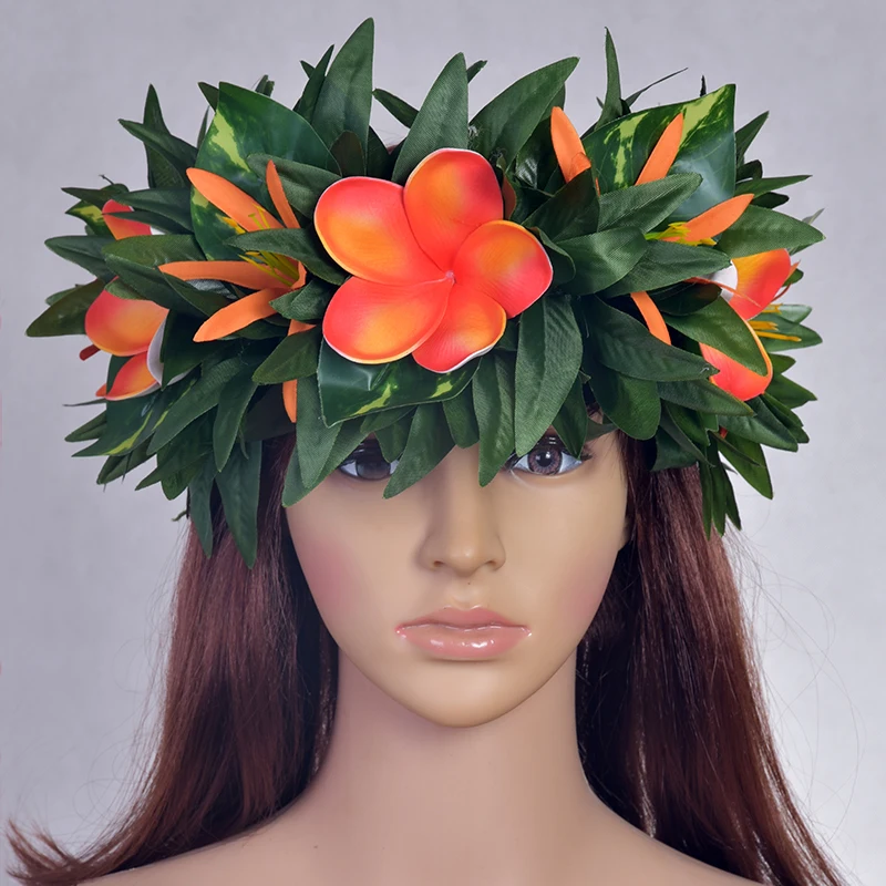 ArtificialFlowerHeadbandHulaSilkPlumeriawithShellPearlSilk
