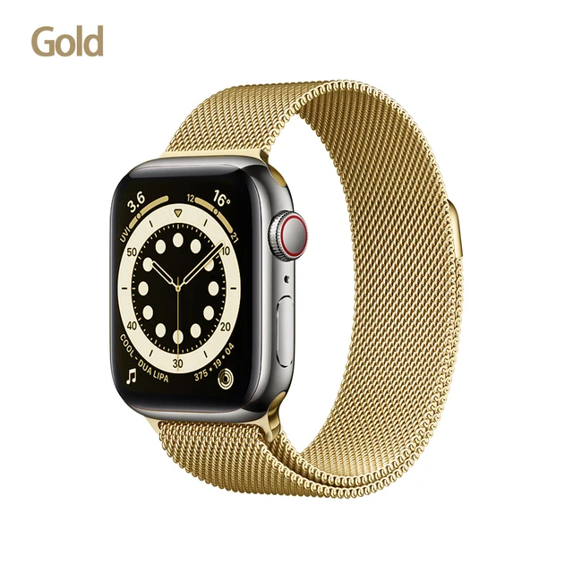 Metal Milanese loop Strap For Apple watch band 7 45mm 44mm 40mm iWatch Series 42mm38mm stainless steel bracelet magnetic 3456 se Gold