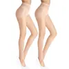 Collants noirs élastiques anti-accrocs pour femmes, 2 pièces, collants transparents en Nylon 20D, bonne élasticité, Medias