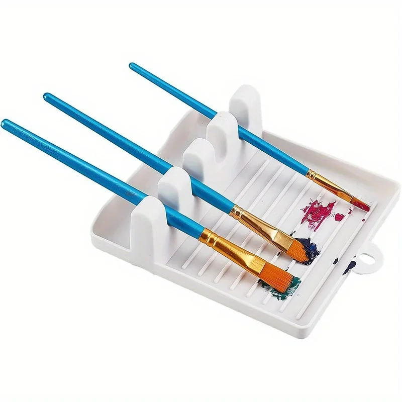 1pc 4-Slot Paint Brush Holder -Palette Tray with Polished Finish,Easy-Clean Art Organizer for Watercolor, Acrylic & Oil Brushes