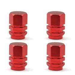 Premium Aluminum Alloy Tire Valve Caps - Set of 4 | Waterproof Wheel Accessories (Red)