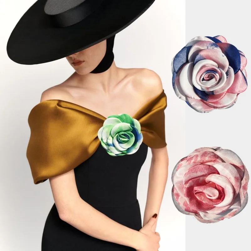 

Французские искусственные цветы, броши для женщин, искусственная краска для галстука, Женская Брошь крупной камелии, аксессуары для волос 2024