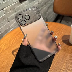 Luxury Frosted Glass Matte Transparent Phone Case with Lens Protection and Shockproof Cover - iPhone 15 Plus (Black)
