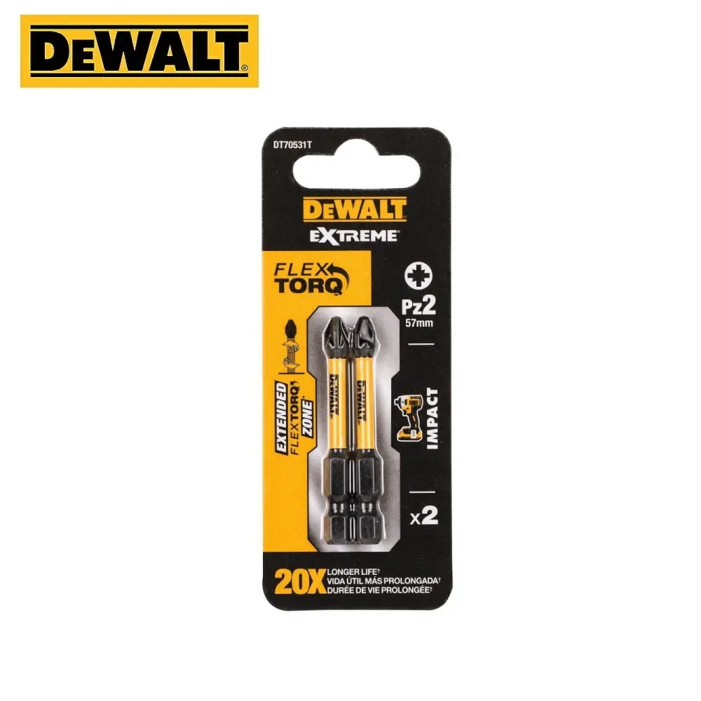 Биты ударные DeWalt DT70531T-QZ [50мм PZ2 Torsion 2шт] | Инструменты