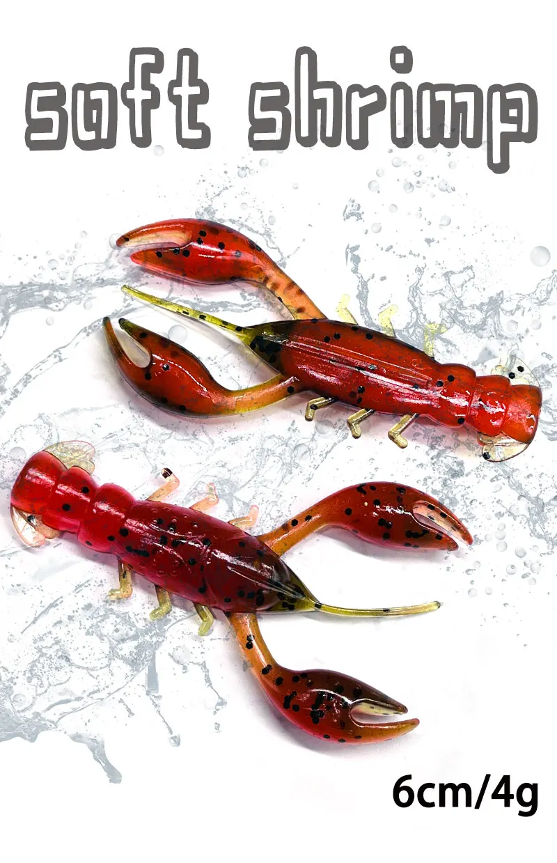 TAKEDO 5PCS 6CM 4G Künstliche Hummer Köder TPR Angeln Lockt Schwimmende Weiche Köder Garnelen Köder Für Tilapia Snakehead mandarin Fisch – Detail 1