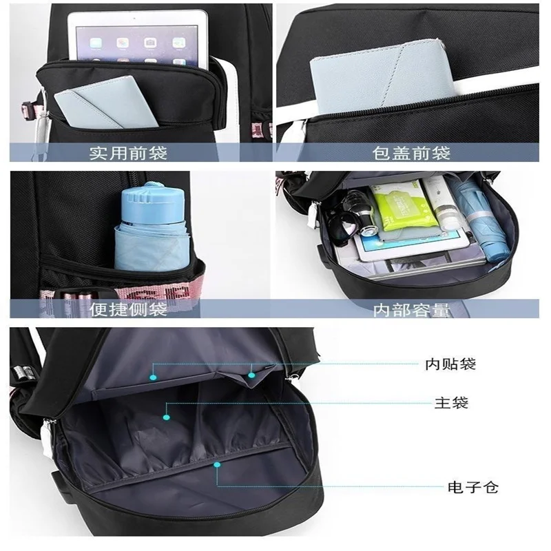 Anime Demon Slayer Backpack Teenarges Schoolbag Kochou Shinobu Tokitou Muichirou Unisex Shoulder Laptop Bag Outdoor Travelbag