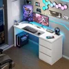 White Desk with Drawers, 47'' W Home Office Computer Desk Gaming Table, Modern Vanity Desk with Storage, Wood Writing Workstati 6