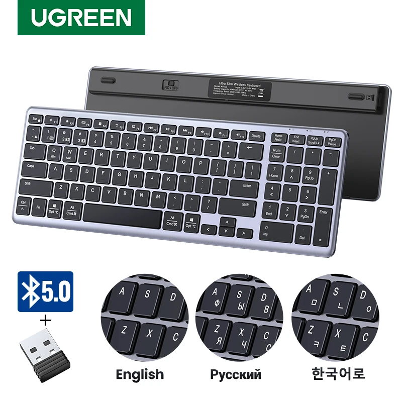 Ugreen-teclado sem Fio Bluetooth 5.0 Russo Coreano en 99 Teclas para Macbook Ipad pc Tablet Usb c Recarregável 2.4g