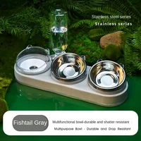 Cat Bowl With Drinking Fountain Ceramic Automatic Drinking Cat Food Bowl Protection Cervical Vertebra Tilt