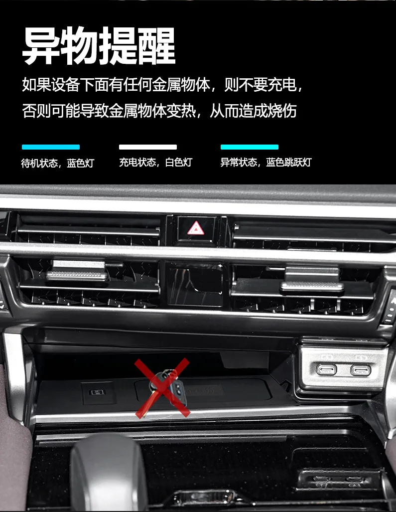 for Lexus RX L1/L2 2015-2021 Car Wireless Charger Center Console Smart Q-I/Magnetic Version Onboard Phone Fast Charging Pad detail image 6