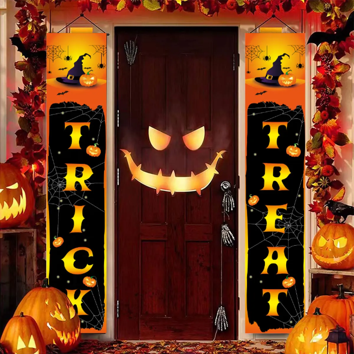Halloween Hanging Door Curtain Banner Pumpkin Ghost Happy Halloween Decorazioni Per La Casa Dolcetto O Scherzetto Forniture Per Feste Horror