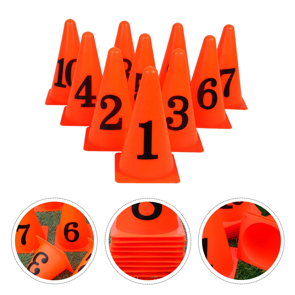 

10 Pcs Soccer Number Sign Bucket Cone Ice Cream Training Football Marker Cell Imported PE Material Cones